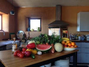 Delicious Fresh Fruit and veggies in the kitchen at the Blue Mountain Retreat Centre