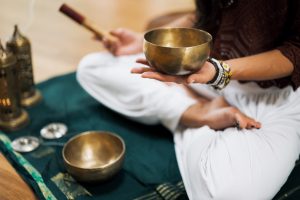 tibetan singing bowl lotus yoga position